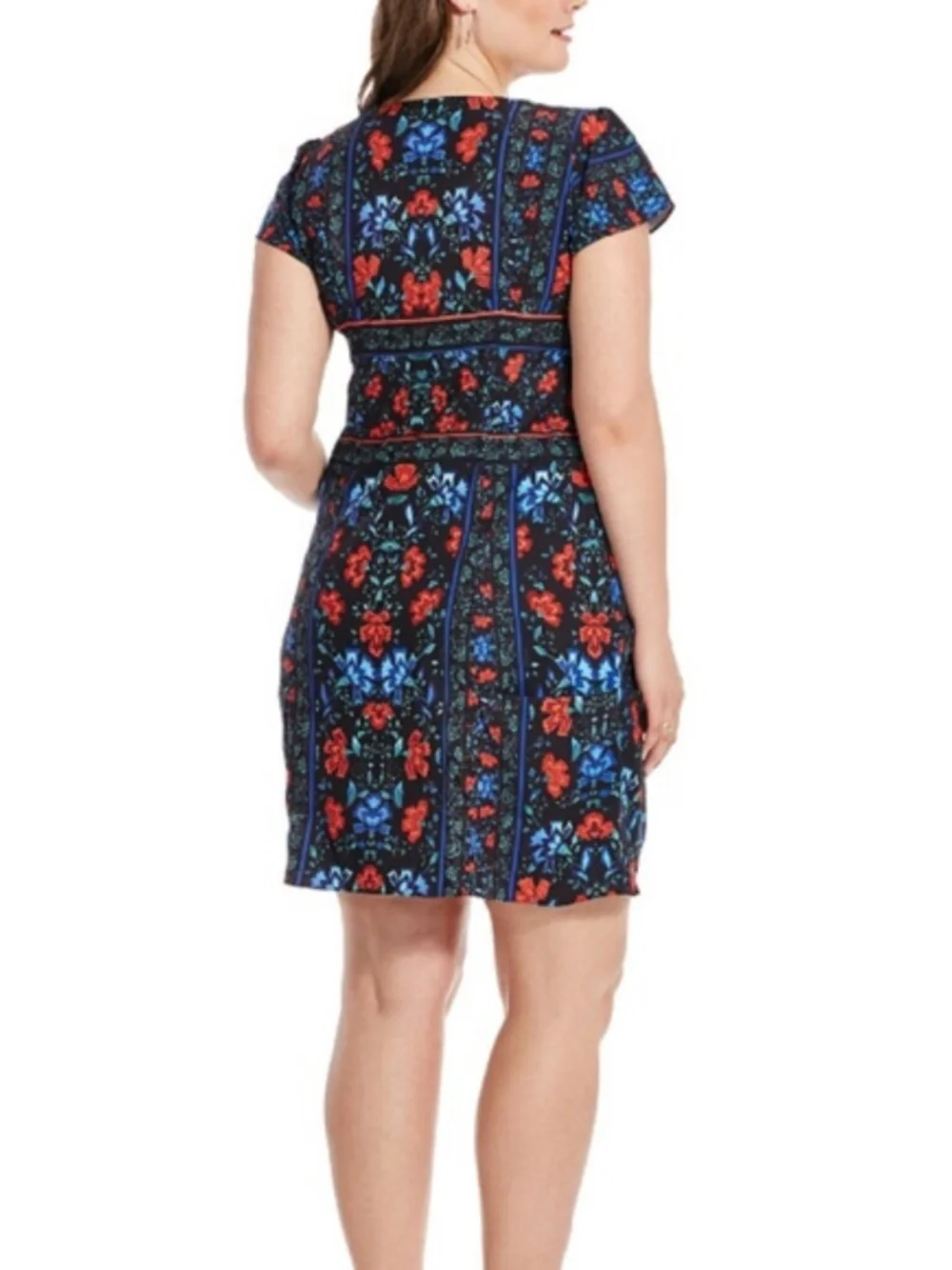 City Chic Folk Dance Print Zip Front Pleat Tunic Dress 16/Small